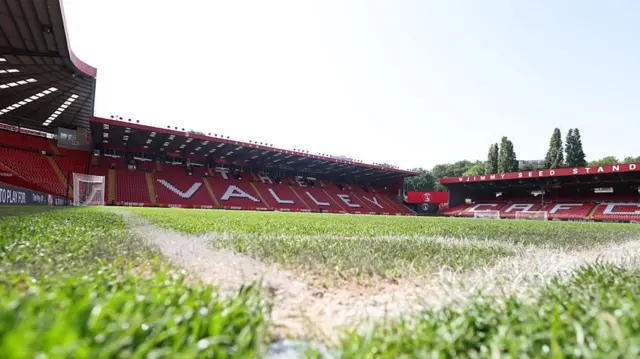 A general view of The Valley ahead of the The Play Off Presented by Mercedes-Benz match between Charlton Athletic Women and Leicester City Wome