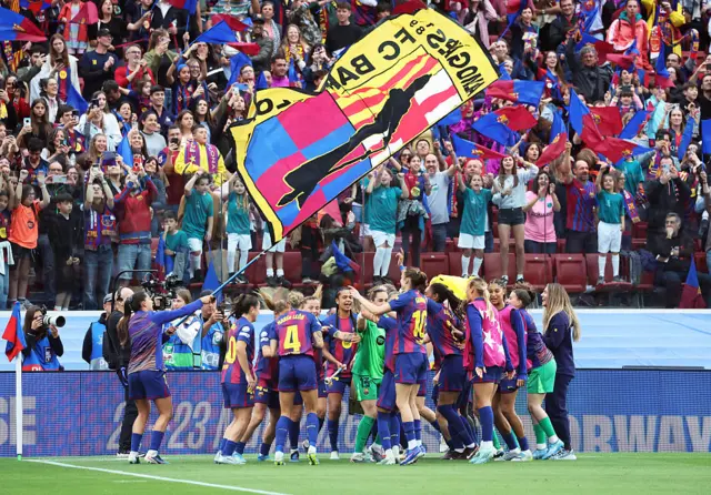 Barcelona players celebrate