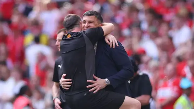 Sergej Jakirovic the head coach / manager of Hull City celebrates being promoted to the Premier League