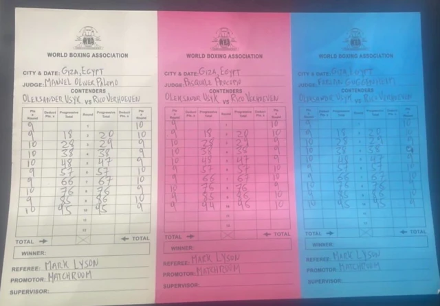 Usyk v Verhoeven scorecards