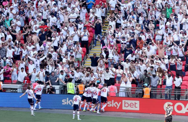 Bolton fans and players celebrate