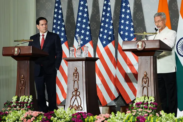 India's Foreign Minister Subrahmanyam Jaishankar (R) and US Secretary of State Marco Rubio.