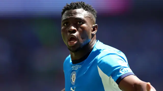 Adama Sidibeh looks annoyed at VAR decision