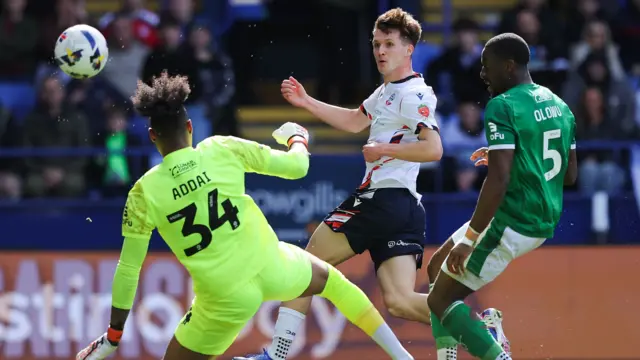 Johnny Kenny scores for Bolton against Stockport