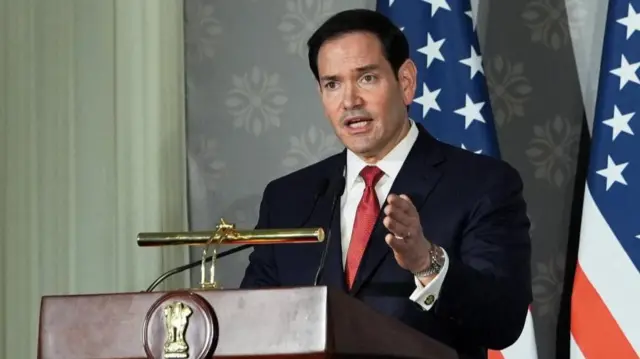 US Secretary of State Marco Rubio speaks from press conference in New Delhi