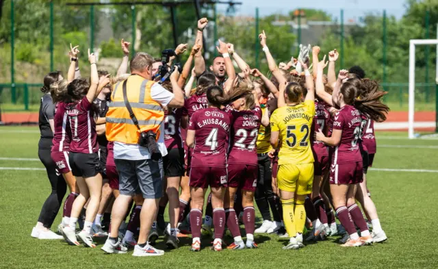 Hearts celebrate winning the SWPL title