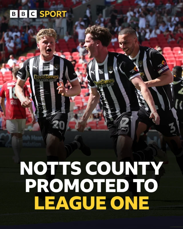 Notts County promoted to League One graphic