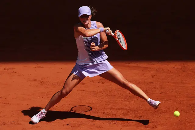 Iga Swiatek in action at the French Open