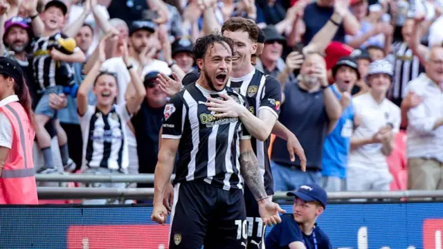 Notts County's Jodi Jones celebrates his goal against Salford
