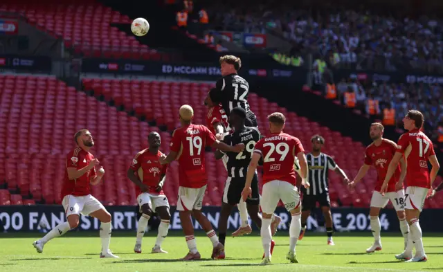 Lucas Ness heads in Notts County's second goal against Salford