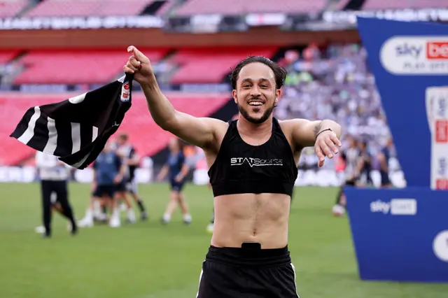 Jodi Jones of Notts County celebrates following the team's victory in the League Two Play-Off Final match between Notts County and Salford City