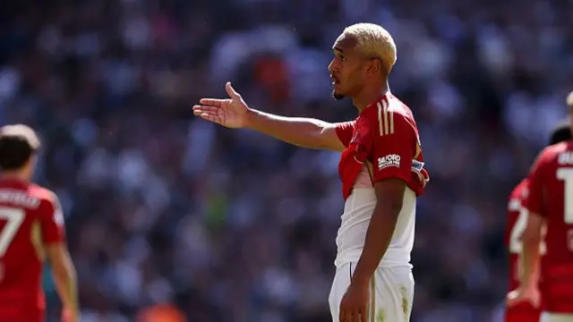 Haji Mnoga of Salford City reacts after conceding his team's second goal during the League Two Play-Off Final match between Notts County and Salford City at Wembley Stadium