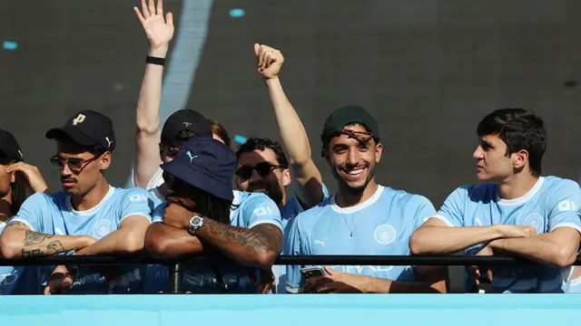 Manchester City's Omar Marmoush during the victory parade