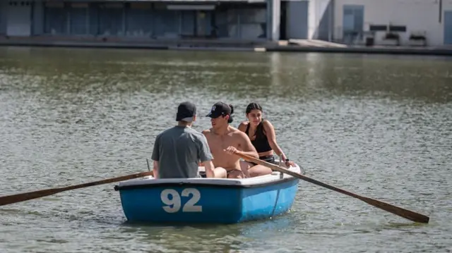 Rowers in Retiro Park, Madrid, on Sunday