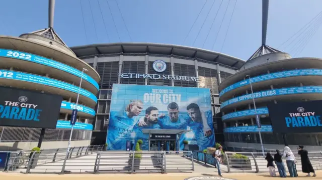 The entrance to the Etihad Stadium