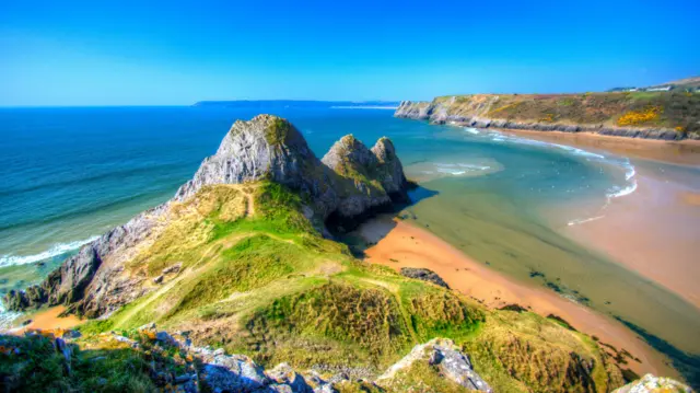 Cliffs on the coast of Pennard in Swansea
