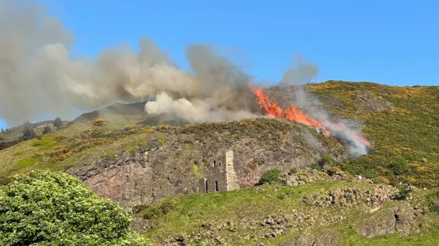 A fire at in Holyrood Park near Arthur's Seat in Edinburgh