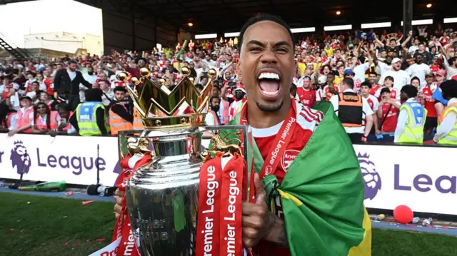 Gabriel with the Premier League trophy