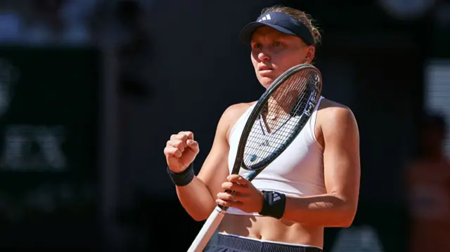 Ukraine's Yuliia Starodubtseva celebrating