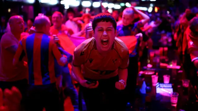 Crystal Palace fans celebrate victory
