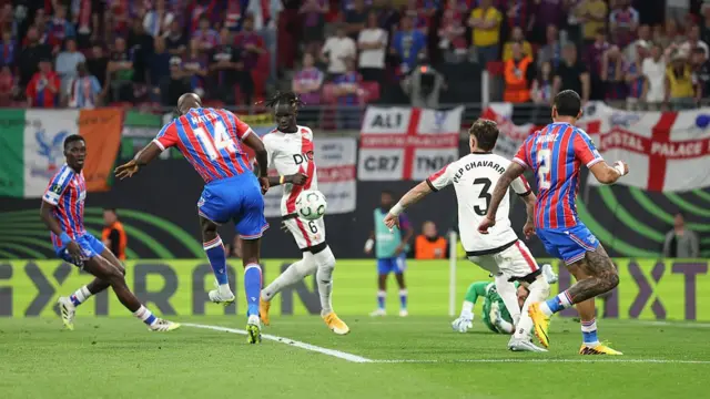 Jean-Philippe Mateta of Crystal Palace scores his team's first goal