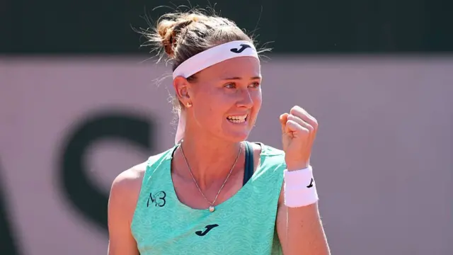 Bouzkova celebrating