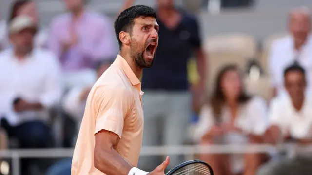 Novak Djokovic celebrating