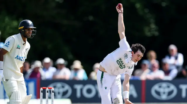 Reuben Wilson sends down a delivery on his Irish debut at Stormont