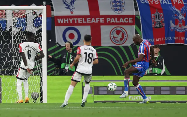 Jean-Philippe Mateta of Crystal Palace celebrates scoring h