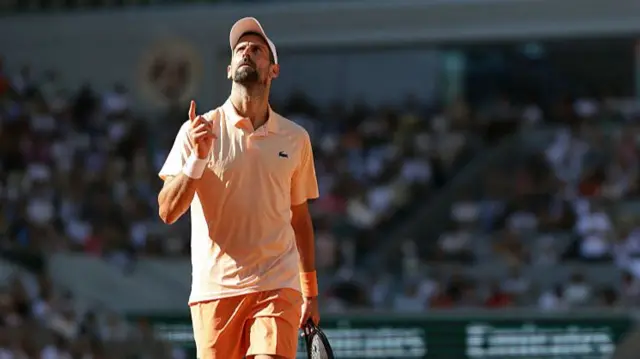Djokovic reacting