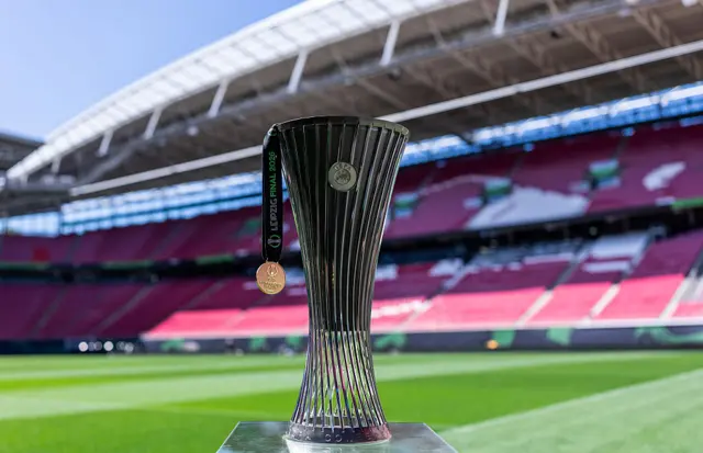 Conference League trophy at Red Bull Arena