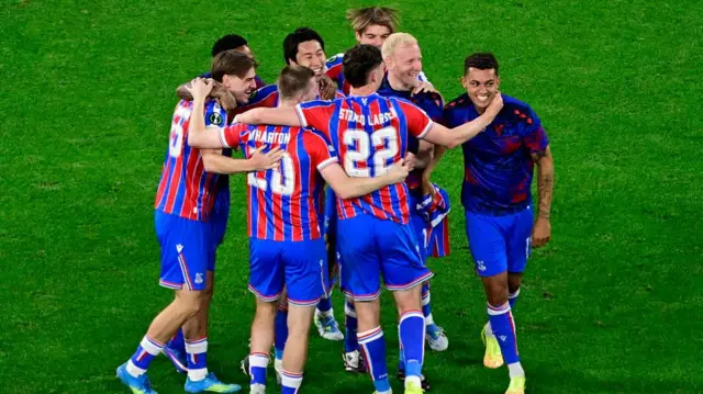 Crystal Palace's players celebrate their victory