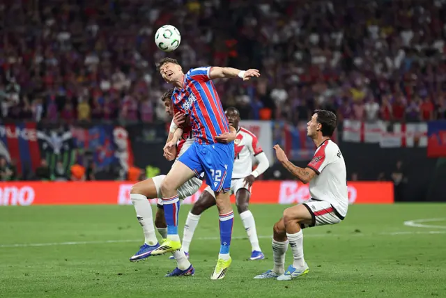 Jorgen Strand Larsen of Crystal Palace battles for possession