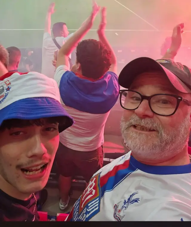 Palace fans in the stands in Leipzig