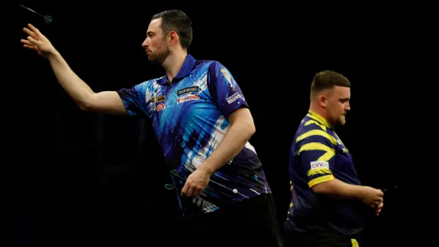 Luke Humphries in action during the final match against Luke Littler