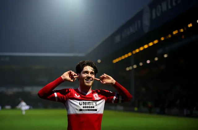 Hayden Hackney of Middlesbrough celebrates