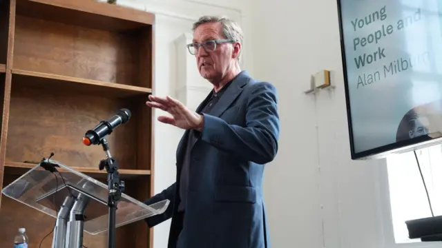 Former health secretary Alan Milburn speaks to the media on the publication of the interim Milburn Report into Young People and Work, at West Library Youth Employment Hub, north London