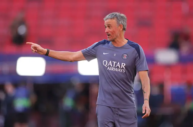 Luis Enrique manager / head coach of Paris Saint Germain looks on