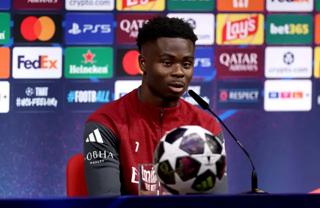 Bukayo Saka of Arsenal during the press conference