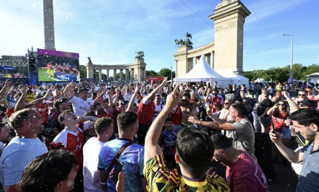General view of Arsenal fans in the fan zone ahead of the UEFA Champions League final