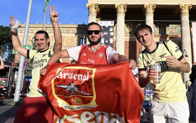 Arsenal fans in the fan zone