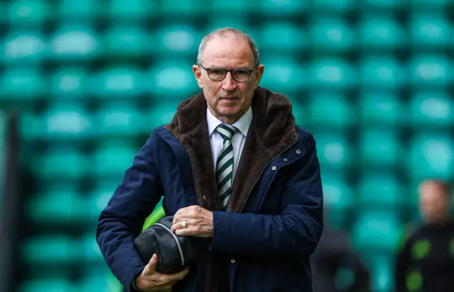 Celtic head coach Martin O'Neill arriving at Easter Road
