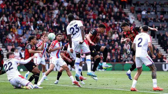 Crystal Palace and Bournemouth players on the pitch