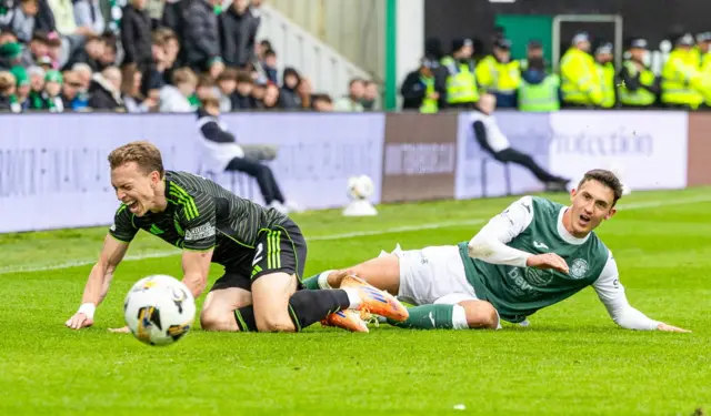 Jamie McGrath fouls Alistair Johnston