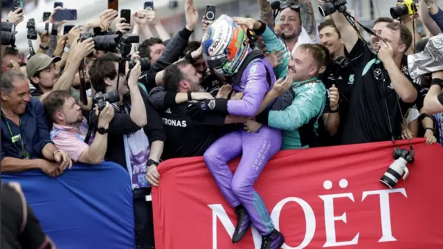 Kimi Antonelli celebrating after his win in Miami