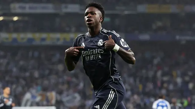 Vinicius Junior of Real Madrid celebrates scoring