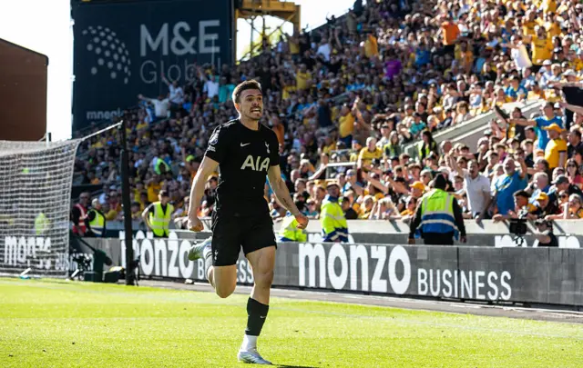 Joao Palhinha celebrating scoring for Tottenham against Wolves