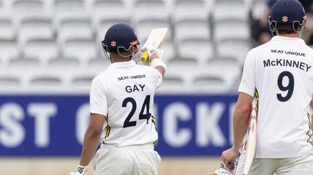 Emilio Gay celebrates scoring fifty
