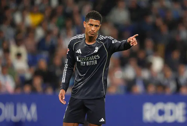 Jude Bellingham of Real Madrid points
