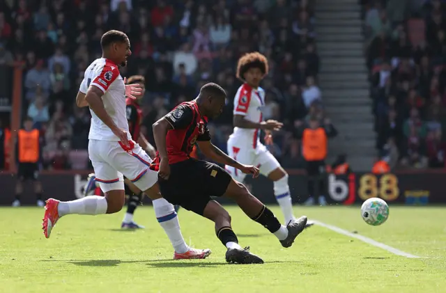 Rayan of AFC Bournemouth scores his team's third goal during the Premier League match between Bournemouth and Crystal Palace at Vitality Stadium on May 03, 2026.